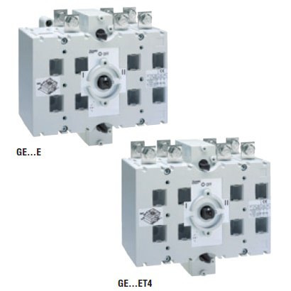 Rozłączniki izolacyjne seria GE, 3- i 4-polowe, w układzie przełącznym